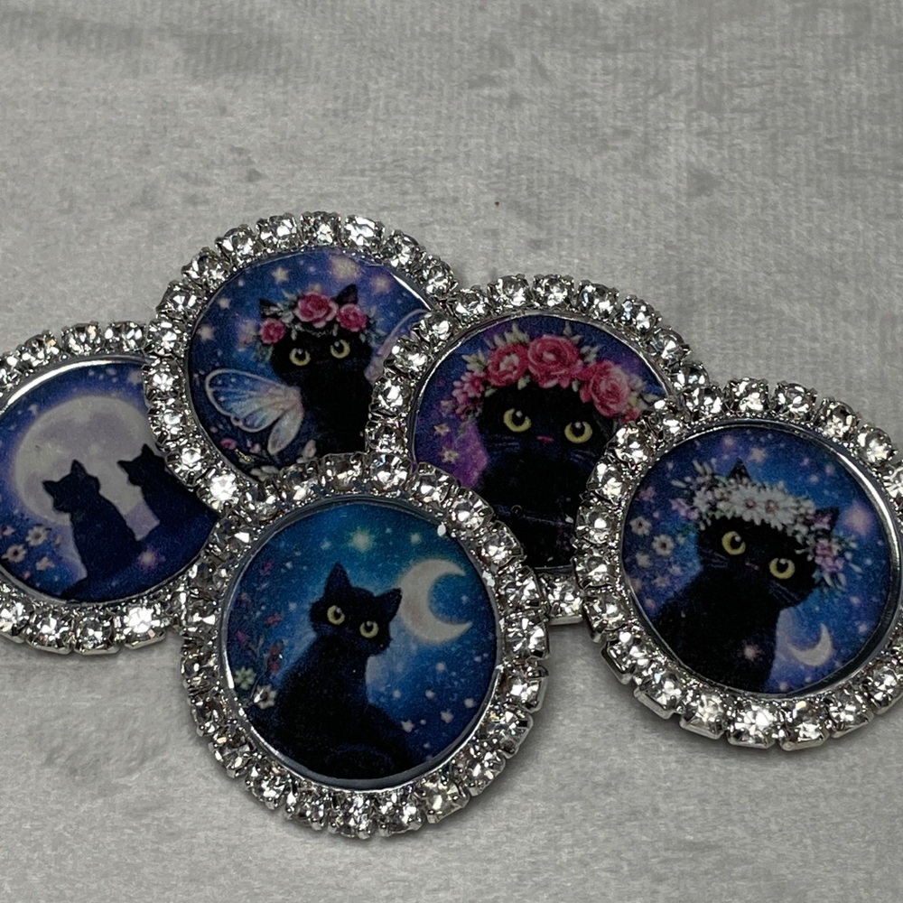 2/$20 Sparkling 
Black Cat Brooch/Pin or Magnet; Your Choice | Artisan Made - Picture 5 of 6